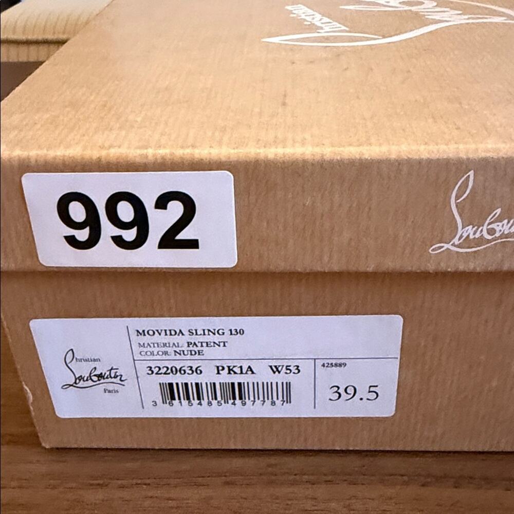 Christian Louboutin Nude Patent Leather Movida Sling 130 Heels EU 39.5 US 9.5 - Picture 15 of 15